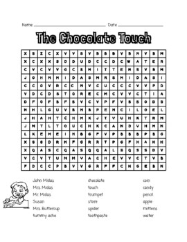The Chocolate Touch Word Search by Learning is Lots of Fun | TPT