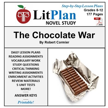Preview of The Chocolate War LitPlan Novel Study Unit, Activities, Questions, Test