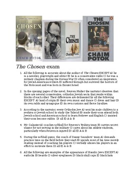 Preview of The Chosen (Chaim Potok) exam