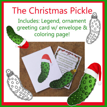 Preview of The Christmas Pickle Legend, ornament, card & coloring page