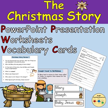 Preview of The Christmas Story Birth of Jesus Presentation Worksheets