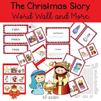 Preview of The Christmas Story Word Wall and More