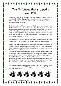 Preview of The Christmas Truce 1914 World War One history worksheet