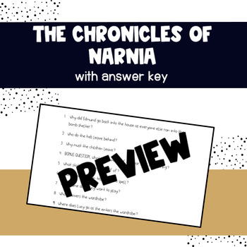 Preview of The Chronicles of Narnia: The Lion, The Witch, and The Wardrobe Movie Quiz