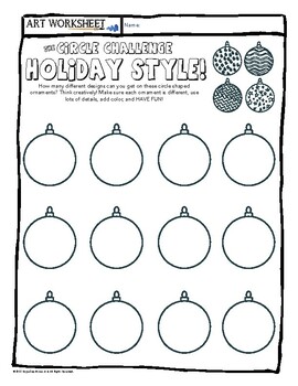 Preview of The Circle Challenge Art Drawing Holiday Christmas Worksheet Game Sub Plan