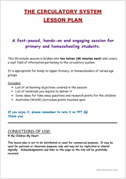 Preview of The Circulatory System - LESSON PLAN for 90-mins of activities
