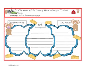 The City Mouse and The Country Mouse--Literacy Activities by Melissa Joe