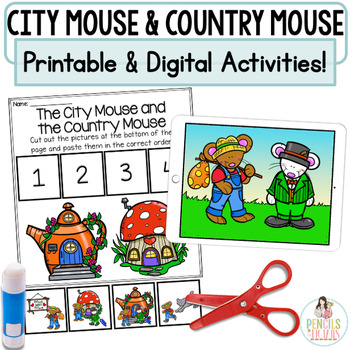 Preview of The City Mouse & the Country Mouse Printable Activities and Digital Boom™ Cards