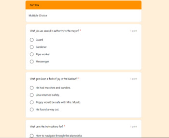 The City of Ember Book Test Google Form - Digital Learning by A W Creations