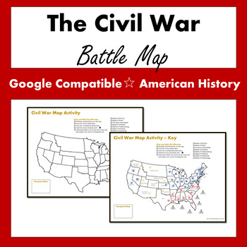 Preview of The Civil War Battle Map Activity (Google Comp)