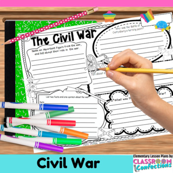 Preview of Civil War Activity Poster : Doodle Style Writing Organizer 3rd 4th 5th Grades