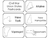 The Civil War Union States Printable Flashcards. US Histor