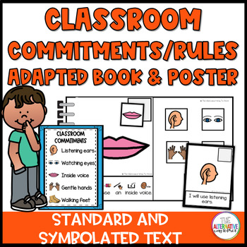 Preview of Classroom Commitment and Rules Adapted Book and Poster