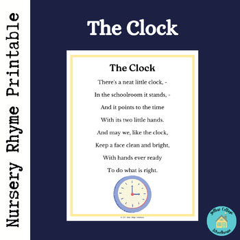 Preview of The Clock Nursery Rhyme Printable|May FREEBIE