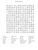 The Clothing (die Kleidung) German Word Search Puzzle with