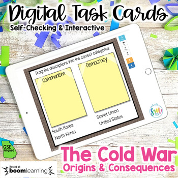 Preview of The Cold War (SS5H5) DIGITAL Task Cards | DISTANCE LEARNING *GSE*