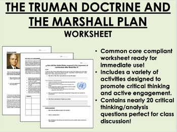 Preview of The Truman Doctrine and the Marshall Plan worksheet