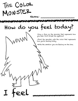 The Color Monster Worksheets by Beatriz Crespo | TPT