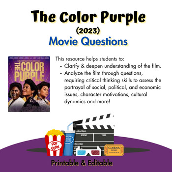 Preview of The Color Purple (2023) Movie Questions (Grades 6-12)