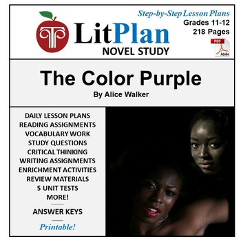 Preview of The Color Purple LitPlan Novel Study Unit, Activities, Questions, Test