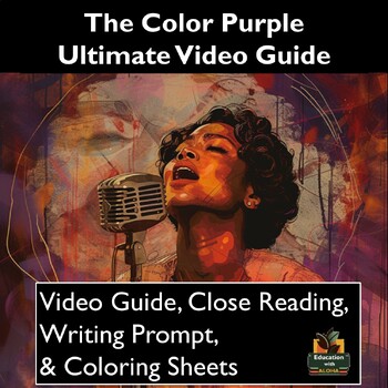 Preview of The Color Purple Video Guide: Worksheets, Close Reading, Coloring, and More!