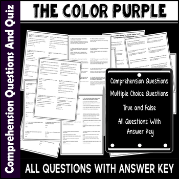 The Color Purple by Alice Walker Comprehension Questions Quiz