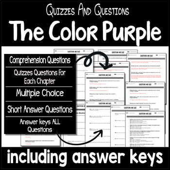 The Color Purple by Alice Walker Comprehension Questions Quiz