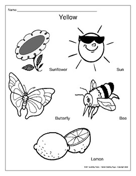 yellow coloring page for pre k and k by easy learning tools tpt