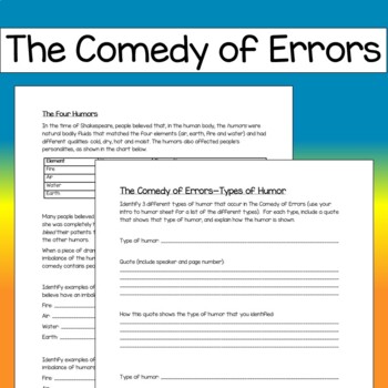Preview of The Comedy of Errors Complete Unit