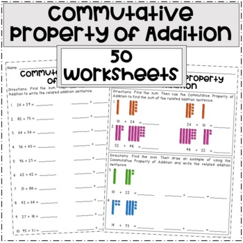 Commutative Property of Addition Worksheets