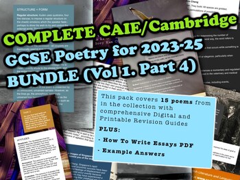 Preview of The Complete Cambridge Poetry Bundle, CAIE IGCSE Volume 1, Part 4 (2023-25)