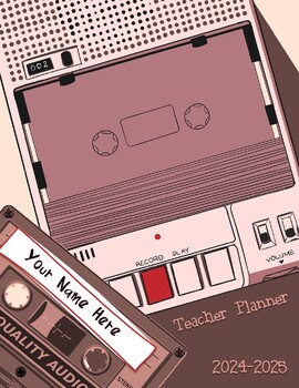 Preview of Customizable Music Teacher Planner – 2024 2025 – 90's Mixtape Theme