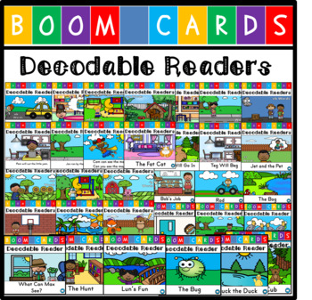 Preview of Digital Decodable Reader Bundle (Boom Cards) - CVC Words (31 Books!) With Audio