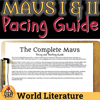 Preview of The Complete Maus by Art Spiegelman Pacing and Teaching Guide FREEBIE