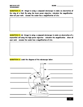 The Compound Microscope Worksheet Answer Key by Teacher In the Six