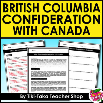Preview of The Confederation of British Columbia with Canada - Social Studies