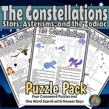 The Constellations Stars and Zodiac Crossword Puzzle and Word Search Pack