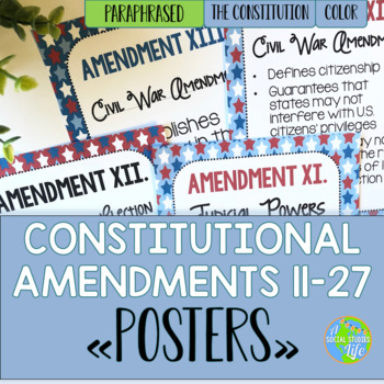 Preview of The Constitution Amendments 11-27 Paraphrased POSTERS