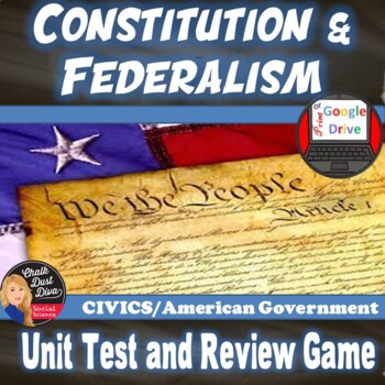 Preview of The Constitution & Federalism | TEST & REVIEW GAME | Editable | Print & Digital