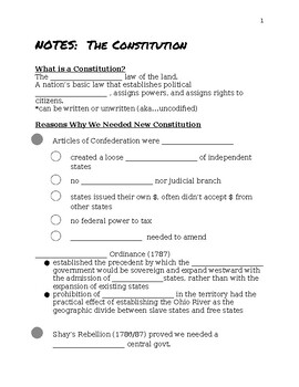 Preview of The Constitution- Guided Notes