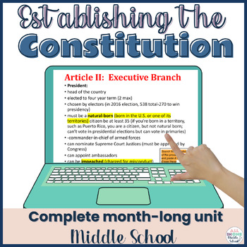 Preview of The Constitution Lessons, Activities, & Assessment Unit for Middle School