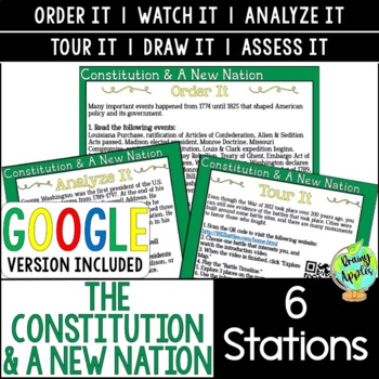 Preview of The Constitution & New Nation Stations Activity - Centers - George Washington