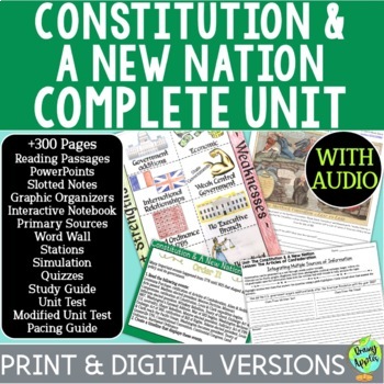 Preview of The Constitution & New Nation Unit- Lessons - Activities - PPT - Notes - Quizzes