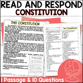 The Constitution Reading Passage Comprehension Questions -