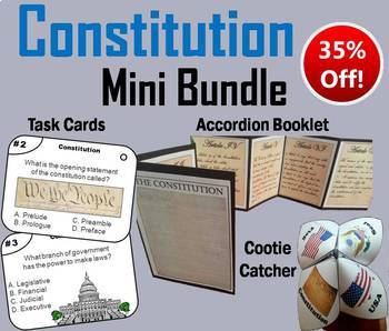 Preview of US Constitution Task Cards and Activities Bundle (American Government Unit)