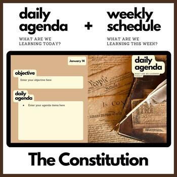 Preview of The Constitution Themed Daily Agenda + Weekly Schedule for Google Slides