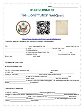 Preview of The Constitution WebQuest