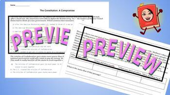 Preview of The Constitution a Compromise: Multiple Choice reading & summarizing activity