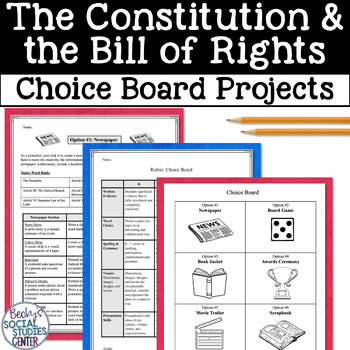 Preview of The Constitution and Bill of Rights Choice Board Projects