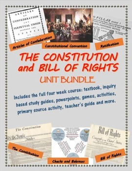 Preview of The Constitution and Bill of Rights unit bundle, including text